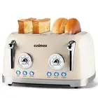 Toaster 4 Slice, Retro Toaster with Wide Slots for Bagels, Stainless Steel To...