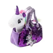 Plush Pet Set w/Purse - Unicorn Stuffed Animals - Unicorn White/Purple Unicorn