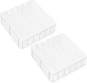 TEHAUX 2 Pcs Acrylic Cash Storage Box Multi Grid Currency Organizer with Compartments for Coins Envelopes Stylish Transparent Money Tray for Desk Use