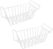 HHWRT Freezer Baskets, Freezer Organizer Bins, Freezer Refrigerator Basket Storage Rack, Upright Freezer Baskets, Freezer Metal Wire Baskets, Hanging Chest Freezer Basket with Handles (2Pcs)