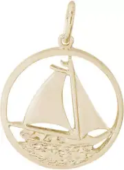 Gold-Plated Sterling Silver Sailboat In Circle Charm by Rembrandt