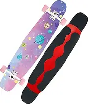 Sports Longboard Skateboard, Chrome Steel High-Speed Bearing 46" 8 Layer A-Level Maple Small Universe Pattern Dance Board Suitable for Beginners Adults Men Women