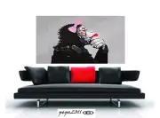 Art Print DJ MONKEY GIRL THINKER chimp PAINTING 39" x 28" pepe