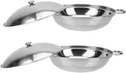 MOTHNUR 2Pcs Stainless Steel Double Ear Pot Multi Purpose Kitchen Cookware for Household Hot Pot Seafood and Spicy Dishes Heat Insulated Easy to Clean Design