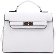 [EVVE] Women's Top Handle Satchel with Detachable Strap Small Pebbled Leather Crossbody Bag