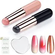 SAVILAND 2PCS Silicone Nail Brush: Reusable Chrome Nail Powder Applicator Nail Brush for Ombre Aura Nails Ombre Nail Brush Nail Art Gradient Painting Brush for beginners