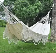 CulineformX Extra Large Double Cotton Hammock, Heavy Duty 660 Lbs, Large Fringe, Bohemian, Suitable for Outdoor, Patio, Garden