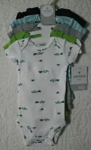 NEW CARTERS BOYS 5 PACK BODYSUITS TURTLE SPEEDSTER HANDSOME DADDY NEWBORN NB