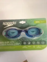 Speedo Kids Glide Swimming Goggles Bungee Strap UV Protection Ages 3-8 Blue New