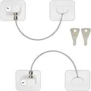 TECDW 2 PCS Fridge Lock,Cupboard Locks for Children with 2 Keys,Children Safety Refrigerator Lock,with Strong Adhesive Bbacking,Without Drilling,Safety Locks for Child for Window,Drawer,Door (White)
