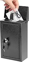 xydled Wall-Mounted Key Drop Box with Key Lock, Metal Mailbox, Indoor& Outdoor Storage Box, Hanging Secured Postbox, for Home & Business Use, 5.5X 3.0X 9.8 inch, Black