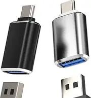USB-C OTG Adapter USB-A Female to Type C Male (2Pack) USB 3.0 Plug Converter for iPhone 16 15 Pro Max for iPad compatible for Samsung Data Transfer Connector USB Drive MacBook Computer Storage Adaptor