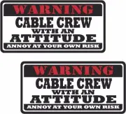 2 - 3" Cable Crew Worker Warning Tools Motorcycle Decal Hard Hat Sticker WS1