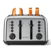 BUYDEEM DT640 4-Slice Toaster, Extra Wide Slots, Retro Stainless Steel with H...