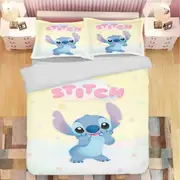 v2562 Bed Sheets Duvet Quilt Cover Stitch Cartoon Anime Children Cute Printed King Size Set Queen Twin Bedding 3-Piece Bedding Set (1 Duvet Cover +