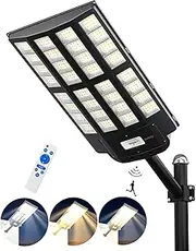Gefolly SL-5000W Solar Street Light Outdoor, Wide Angle 350000LM 3000K/4000K/6500K Commercial Parking Lot Lights Dusk to Dawn, IP67 Solar Flood Outdoor Area Lightning for Basketball Court, Road