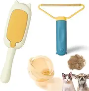 3-Piece Pet Hair Removal Set: Reusable Sticky Gel Lint Roller, Lint Remover Brush, and Double-Sided Carpet Rake Scrapper - for Furniture, Clothes, Carpets - Washable Portable Dog & Cat Fur Cleaner