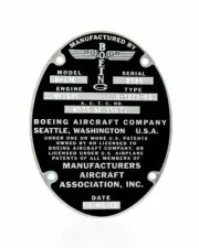 Reproduction B-17 Data Plate Stamped for the B-17E Desert Rat, WWII DPL-0101-DR