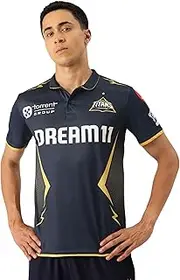 playR Gujarat Titans Official Replica Jersey IPL 2025 Adult Half Sleeve, Size - XL Navy Blue