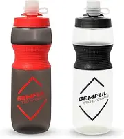 [GEMFUL] Bike Water Bottles with Dust Cap and Lockout Cap 24 Oz 2 Pack