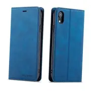 for Case, Premium PU Leather Cover TPU Bumper with Card Holder iPhone XR Blue