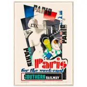 Galrie Southern Railway Vintage Travel Poster: Paris for the Weekend Inspired Art Design, Wood Frame, A2 42 x 60cm (16 x 24inch)