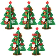 5Pcs Felt Christmas Tree Set DIY with Removable Ornaments Xmas Hand Craft Decoration-Style 2