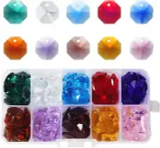 Lot 100Pcs 1 Hole Glass Octagon Beads, Crystal Prism Suncatcher Chandelier Repla
