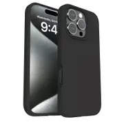 Silicone Phone Case For iPhone 15 Pro Max Shockproof Microfiber Lining - Black