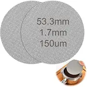 2 Pcs Espresso Puck Screen, Coffee Filter Mesh with 53.3mm & 1.7mm Thickness 150um Reusable 316 Stainless Steel, Applies to Espresso Coffee Filter Basket 54mm with Holder