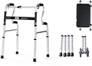 Walker, Lightweight Foldable Walking Mobility Aid Rollator 2-in-1 Walker with Pu Seat and Wheels for Elderly Little Surprise