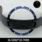 36.5/30.7mm Blue Aluminum Watch Bezel with Green Lume and White Font Watch Compo