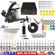 Wormhole Tattoo Kit Set 20 color Inks Power Supply Machine Gun Needles Tips AU