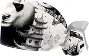 [YTYVAGT] 2-Pc,Gourd-Shaped Working Cap,Fisherman Hat with Buttons and Cotton Sweatband,Animal Panda Abstract Art Pattern