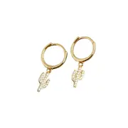 ANYCO Earrings Gold Plated Pave Zircon Cactus Ear Buckle For Women Girl Teen Chic Perfect Fashion Stylish Rock Accessories Jewelry Gifts