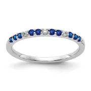 Solid 14k White Gold Simulated CZ and Sapphire Band
