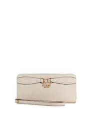 GUESS Women's Taupe Logo Arlena Large Wallet in Beige