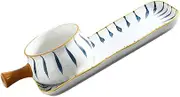 HAKIDZEL Ceramics Milk Pan Set Hand Painted Noodle and Soup Pot with Tray Convenient Handle Easy to Clean for Milk Soup Noodles for Friends and Family