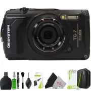 OM SYSTEM Tough TG-7 Digital Camera (Black) with Card Reader and Cleaning Kit