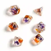 Sirius Purple Orange Clr 7 Dice Set + Smoke d20 D&D dungeons dragons resin rpg Z