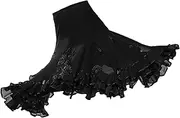 [Stxdynjy] Women Ballroom Dance Skirt Waltz Flamenco Costume Elastic Waistband, Black, as described