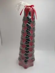 NEW SEALED VTG KOREA Christmas Tree Carved Ribbon Style Candle 11.5” Tall