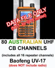 Australian UHF CB 80 Channels DATA file for Baofeng UV-17