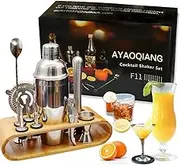 AYAOQIANG Cocktail Making Set, Cocktail Shaker Set 750ml Stainless Steel Bar Tool Set Bartender Kit with Display Stand