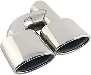 Interface 63mm Dual Outlet Car Exhaust Tip Slant Rolled Edge Auto Muffler Tail Tip Stainless Steel Compatible For Benz W211 W204 C63(Right)