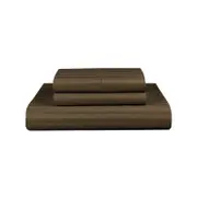 Dreamfields Double Chocolate 1000TC Microfibre 1cm Stripe Soft Quilt Doona Duvet Cover Set