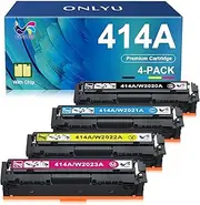 414A Toner Cartridges 4 Pack with Chip Replacement for HP 414A W2020A 414X W2020X Toner Work for HP Color Pro MFP M479fdw M479fdn M454dw M454dn M479 M454 M480f Printer Ink (Black Cyan Magenta Yellow)