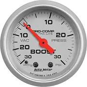 Autometer 2-1/16" Boost/Vacuum, 30 In HG/30 PSI, Mechanical, Ultra-Lite (4303)