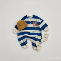 在飛比找蝦皮商城精選優惠-寶寶衣服 嬰兒衣服 韓版嬰兒條紋爬服 寶寶連體衣 嬰幼童長袖
