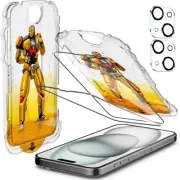 Wiaocit 2 Pk Tempered Glass Screen Protector iPhone 15 Plus 9H Military Grade